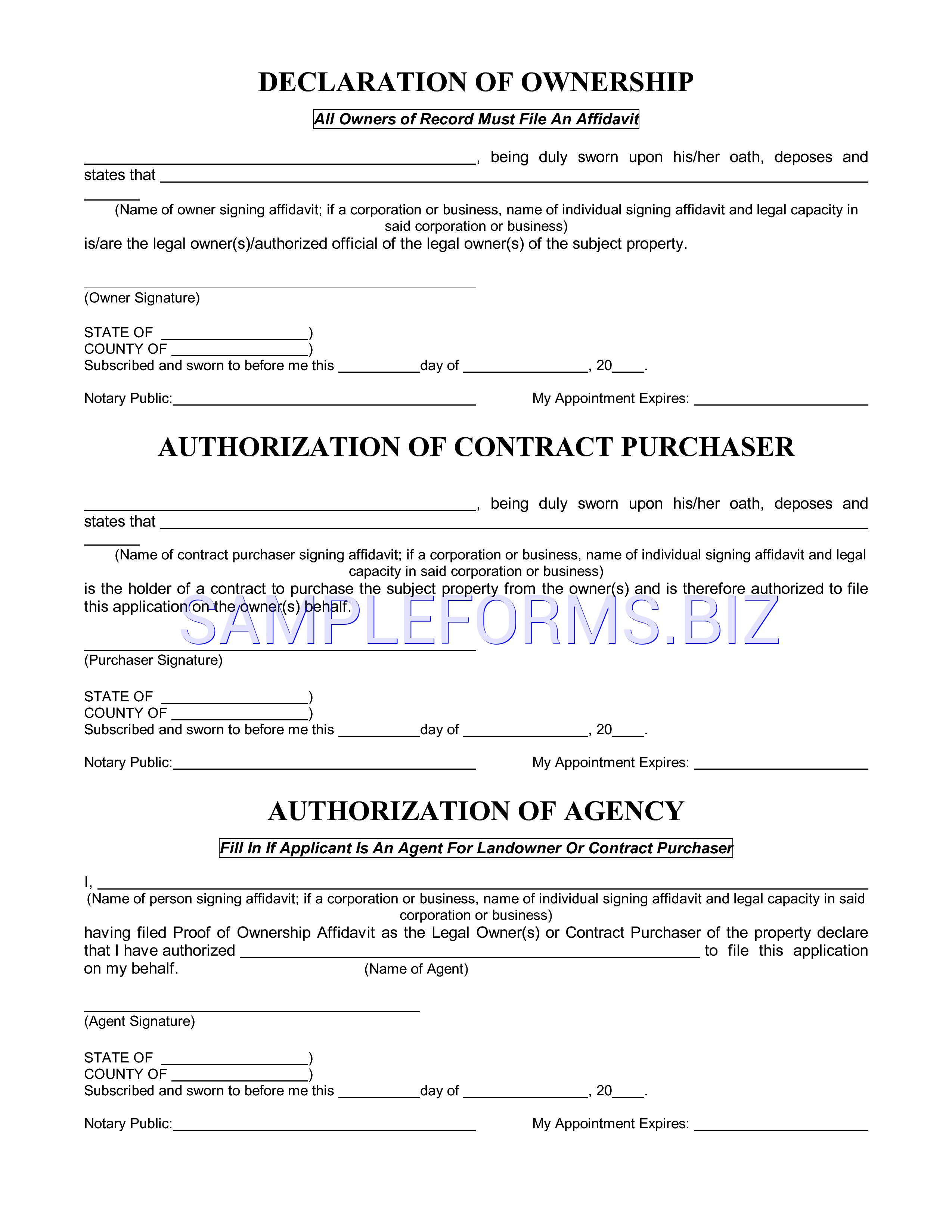 Preview free downloadable Declaration of Ownership in PDF (page 1)